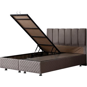 Setay Tetra 190 x 140 cm Ayrılabilen Yataklı Başlıklı Çift Kişilik Sandıklı Baza Seti Antrasit