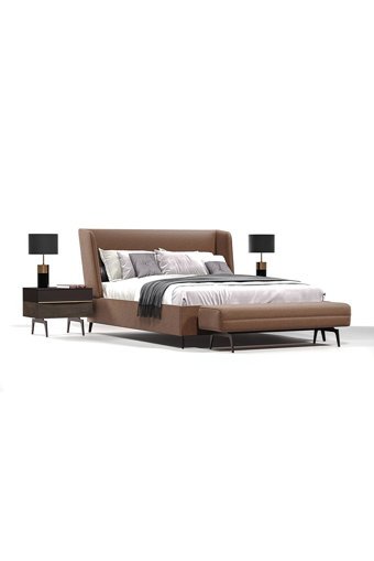 Enza Home Marion 200 x 200 cm Başlıklı Çift Kişilik Sandıklı Baza Seti Kahverengi
