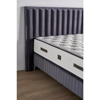 Mobilya Dükkanım Still 160 x 200 cm Ayrılabilen Yataklı Başlıklı Çift Kişilik Sandıklı Baza Seti Antrasit