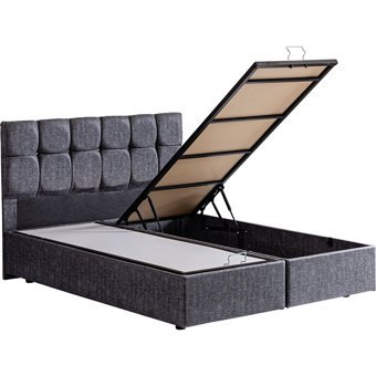 Setay Berlin 200 x 160 cm Ayrılabilen Yataklı Başlıklı Çift Kişilik Sandıklı Baza Seti Gri
