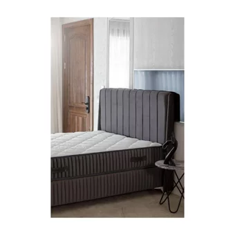 Md Vita 150 x 200 cm Yataklı Başlıklı Çift Kişilik Sandıklı Baza Seti Antrasit