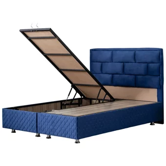Setay Diego 140 x 190 cm Ayrılabilen Başlıklı Çift Kişilik Sandıklı Baza Seti Lacivert