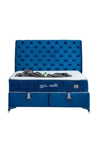 Weltew Yatak Special Comford 150 x 200 cm Ayrılabilen Başlıklı Çift Kişilik Sandıklı Baza Seti Mavi