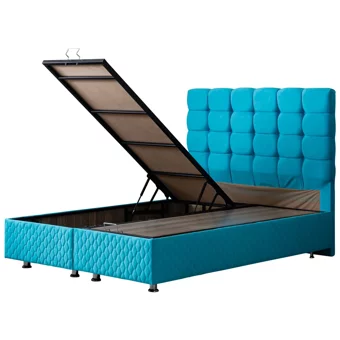 Setay Duke 150 x 200 cm Ayrılabilen Başlıklı Çift Kişilik Sandıklı Baza Seti Turkuaz