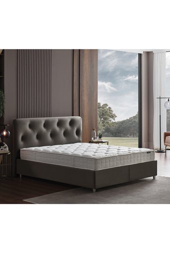 Yataş Somni 120 x 200 cm Başlıklı Çift Kişilik Sandıklı Baza Seti Gri
