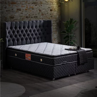 Setay Napoli 190 x 140 cm Ayrılabilen Yataklı Başlıklı Çift Kişilik Sandıklı Baza Seti Antrasit