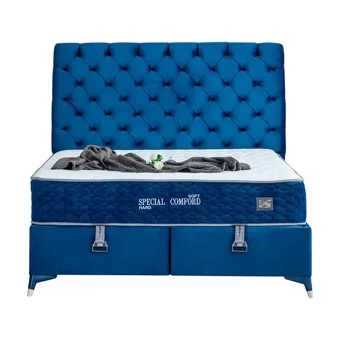 Weltew Yatak Special Comford 160 x 200 cm Ayrılabilen Başlıklı Çift Kişilik Sandıklı Baza Seti Mavi