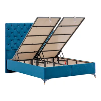 Weltew Yatak Special Comford 160 x 200 cm Ayrılabilen Başlıklı Çift Kişilik Sandıklı Baza Seti Mavi