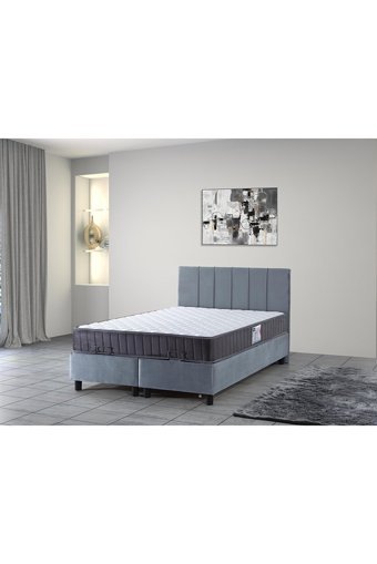 İpek Mobilya Alto 160 x 200 cm Yataklı Başlıklı Çift Kişilik Sandıklı Baza Seti Gri