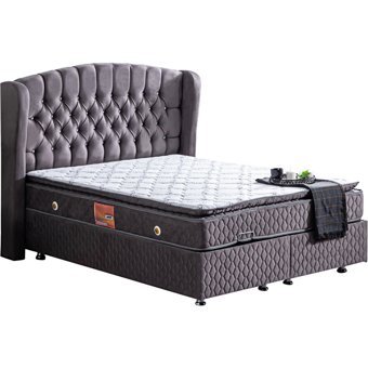 Setay Nice 180 x 200 cm Ayrılabilen Başlıklı Çift Kişilik Sandıklı Baza Seti Antrasit
