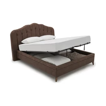 Enza Home Elegante 180 x 200 cm Başlıklı Çift Kişilik Sandıklı Baza Seti Kahverengi