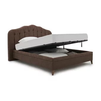 Enza Home Elegante 180 x 200 cm Başlıklı Çift Kişilik Sandıklı Baza Seti Kahverengi