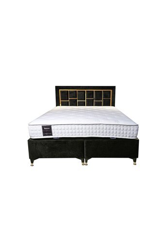 Lotus Yatak 150 x 200 cm Başlıklı Çift Kişilik Sandıklı Baza Siyah
