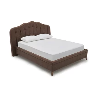 Enza Home Elegante 160 x 200 cm Başlıklı Çift Kişilik Sandıklı Baza Seti Kahverengi