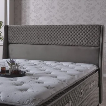 Armis Bio Balance 200 x 200 cm Yataklı Başlıklı Çift Kişilik Sandıklı Baza Seti Füme