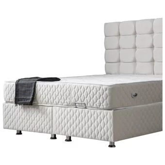 Setay Duke 150 x 200 cm Ayrılabilen Yataklı Başlıklı Çift Kişilik Sandıklı Baza Seti Krem