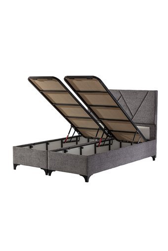 Hammak Home Geometry 150 x 200 cm Ayrılabilen Başlıklı Çift Kişilik Sandıklı Baza Seti Kahverengi