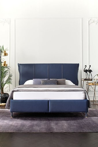 Yataş Rivano 180 x 200 cm Ayrılabilen Başlıklı Çift Kişilik Sandıklı Baza Seti Mavi