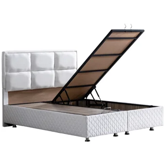 Setay Orthosoft 200 x 160 cm Ayrılabilen Yataklı Başlıklı Çift Kişilik Sandıklı Baza Seti Beyaz