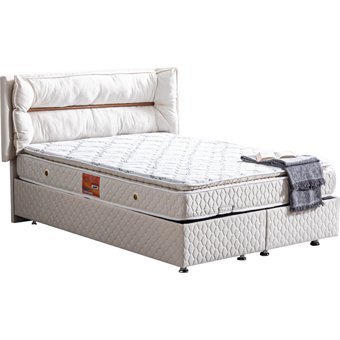 Setay Barselona 190 x 140 cm Ayrılabilen Başlıklı Çift Kişilik Sandıklı Baza Seti Krem
