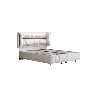 Setay Barselona 190 x 140 cm Ayrılabilen Başlıklı Çift Kişilik Sandıklı Baza Seti Krem