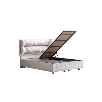 Setay Barselona 190 x 140 cm Ayrılabilen Başlıklı Çift Kişilik Sandıklı Baza Seti Krem