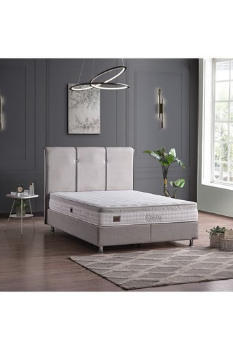 Armis Dream 180 x 200 cm Yataklı Başlıklı Çift Kişilik Sandıklı Baza Seti Gri