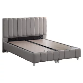 Cesur Narva 140 x 190 cm Ayrılabilen Yataklı Başlıklı Çift Kişilik Sandıklı Baza Seti Gri