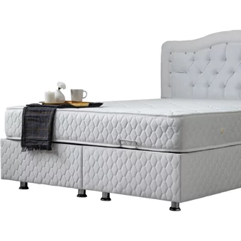 Setay Şah 180 x 200 cm Ayrılabilen Yataklı Başlıklı Çift Kişilik Sandıklı Baza Seti Beyaz