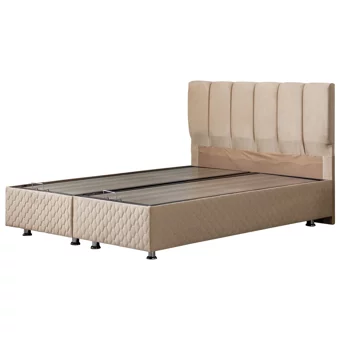Setay Tetra 200 x 150 cm Ayrılabilen Yataklı Başlıklı Çift Kişilik Sandıklı Baza Seti Bej