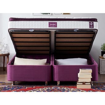 Niron Yatak Purple 200 x 200 cm Başlıklı Çift Kişilik Sandıklı Baza Seti Mor