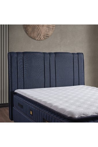 Armis Retro 160 x 200 cm Yataklı Başlıklı Çift Kişilik Sandıklı Baza Seti Lacivert