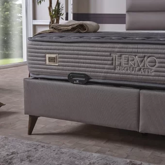 Armis Thermo Regulate 120 x 200 cm Yataklı Başlıklı Çift Kişilik Sandıklı Baza Seti Antrasit