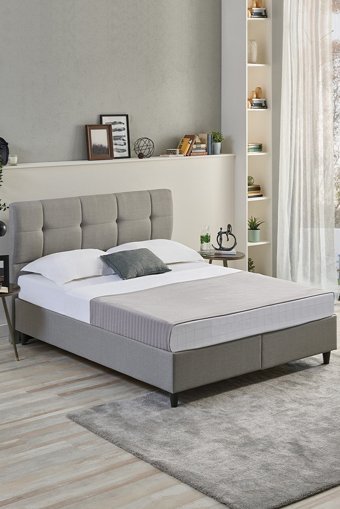 Yataş Lento 150 x 200 cm Başlıklı Çift Kişilik Sandıklı Baza Seti Gri