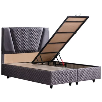 Setay Nesta 200 x 150 cm Ayrılabilen Başlıklı Çift Kişilik Sandıklı Baza Seti Antrasit