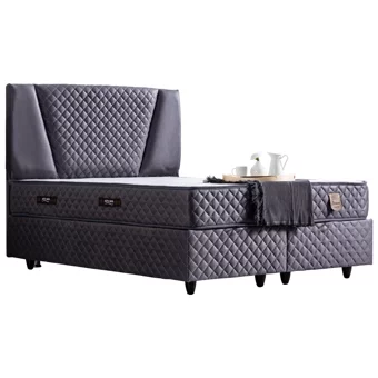 Setay Nesta 200 x 150 cm Ayrılabilen Başlıklı Çift Kişilik Sandıklı Baza Seti Antrasit