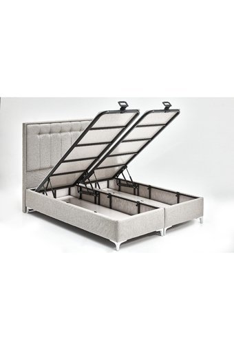 Divona Home Angel 160 x 200 cm Ayrılabilen Başlıklı Çift Kişilik Sandıklı Baza Seti Gri