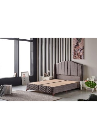 Md Cotton Plus 160 x 200 cm Ayrılabilen Başlıklı Çift Kişilik Sandıklı Baza Seti Gri