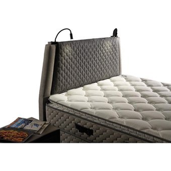 Mobilya Dükkanım Eynur 150 x 200 cm Ayrılabilen Yataklı Başlıklı Çift Kişilik Sandıklı Baza Seti Açık Gri