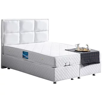 Setay Orthosoft 190 x 140 cm Ayrılabilen Başlıklı Çift Kişilik Sandıklı Baza Seti Beyaz