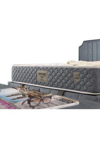 Mobilya Dükkanım Bernita 150 x 200 cm Yataklı Başlıklı Çift Kişilik Sandıklı Baza Seti Gri