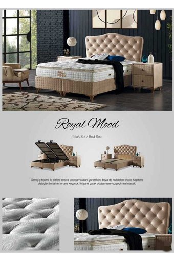 Atlas Royal Mod 160 x 200 cm Ayrılabilen Başlıksız Çift Kişilik Sandıklı Baza Bej