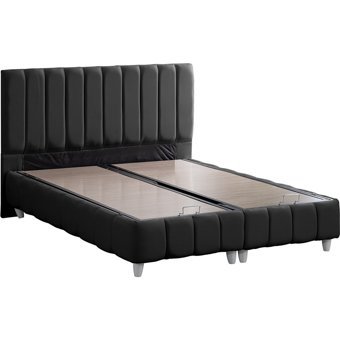 Cesur Narva 140 x 190 cm Ayrılabilen Yataklı Başlıklı Çift Kişilik Sandıklı Baza Seti Antrasit