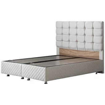 Setay Duke 140 x 190 cm Ayrılabilen Başlıklı Çift Kişilik Sandıklı Baza Seti Krem
