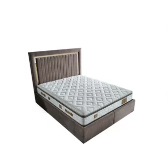 Arleno Bedding Leydi 160 x 200 cm Ayrılabilen Yataklı Başlıklı Çift Kişilik Sandıklı Baza Seti Kahverengi