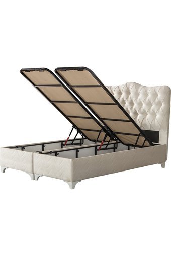 Hammak Home Dream 180 x 200 cm Ayrılabilen Başlıklı Çift Kişilik Sandıklı Baza Seti Bej