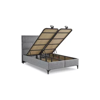 Mobilya Dükkanım Ares 160 x 200 cm Ayrılabilen Başlıksız Çift Kişilik Sandıklı Baza Gri