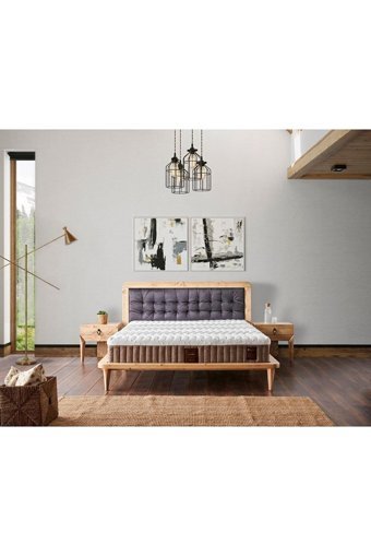 Mobilya Dükkanım 150 x 200 cm Yataklı Başlıksız Çift Kişilik Baza Seti Kahve