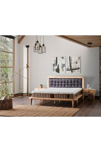 Mobilya Dükkanım 150 x 200 cm Yataklı Başlıksız Çift Kişilik Baza Seti Kahve