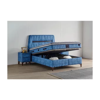 Md Star 150 x 200 cm Ayrılabilen Başlıksız Çift Kişilik Sandıklı Baza Mavi